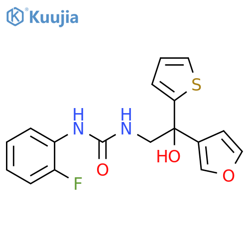 1-(2-fluorophenyl)-3-2-(furan-3-yl)-2-hydroxy-2-(thiophen-2-yl)ethylurea structure