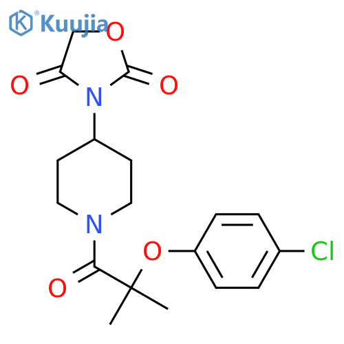 3-[1-[2-(4-chlorophenoxy)-2-methylpropanoyl]piperidin-4-yl]-1,3-oxazolidine-2,4-dione structure
