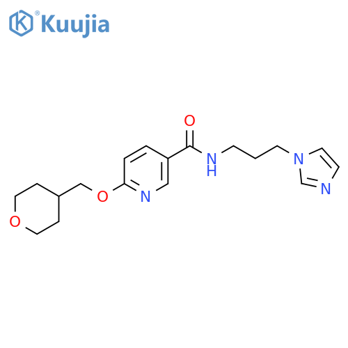 N-(3-(1H-imidazol-1-yl)propyl)-6-((tetrahydro-2H-pyran-4-yl)methoxy)nicotinamide structure