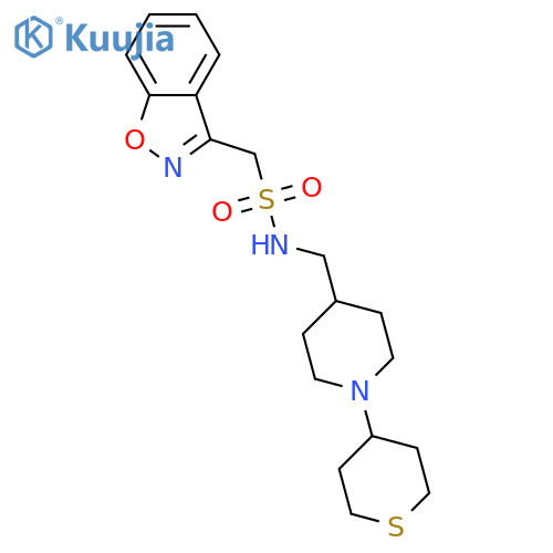 1-(1,2-benzoxazol-3-yl)-N-[[1-(thian-4-yl)piperidin-4-yl]methyl]methanesulfonamide structure