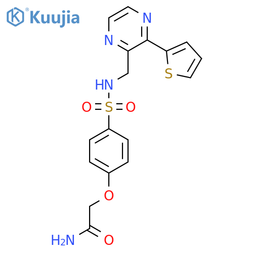 2-4-({3-(thiophen-2-yl)pyrazin-2-ylmethyl}sulfamoyl)phenoxyacetamide structure