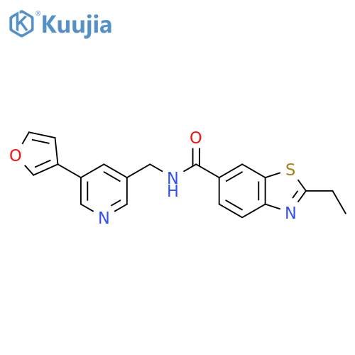 2-ethyl-N-{5-(furan-3-yl)pyridin-3-ylmethyl}-1,3-benzothiazole-6-carboxamide structure
