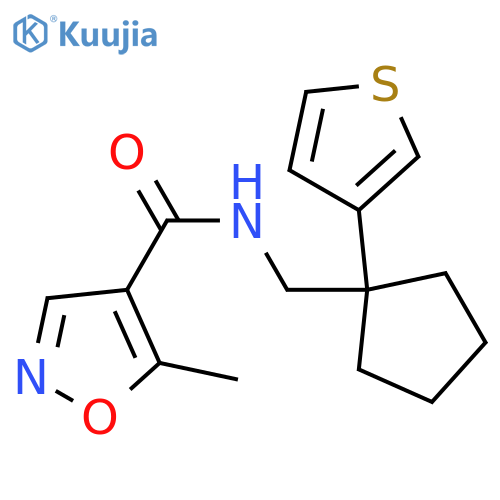 5-methyl-N-{[1-(thiophen-3-yl)cyclopentyl]methyl}-1,2-oxazole-4-carboxamide structure