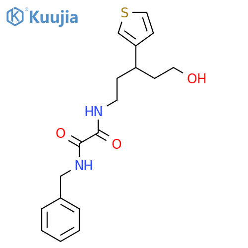 N'-benzyl-N-[5-hydroxy-3-(thiophen-3-yl)pentyl]ethanediamide structure