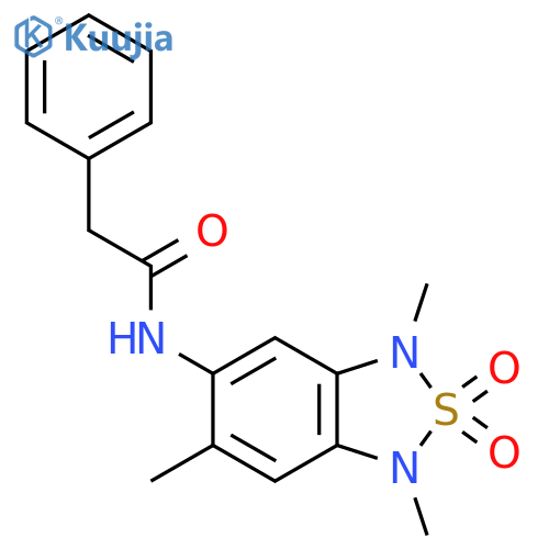 2-phenyl-N-(1,3,6-trimethyl-2,2-dioxo-1,3-dihydro-2lambda6,1,3-benzothiadiazol-5-yl)acetamide structure