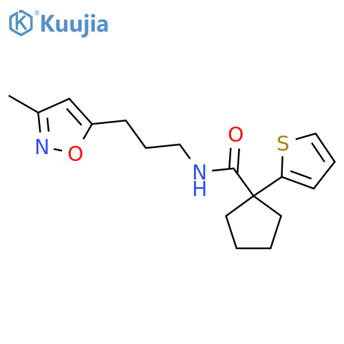 N-3-(3-methyl-1,2-oxazol-5-yl)propyl-1-(thiophen-2-yl)cyclopentane-1-carboxamide structure