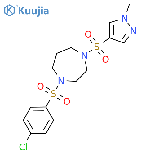 1-(4-chlorobenzenesulfonyl)-4-[(1-methyl-1H-pyrazol-4-yl)sulfonyl]-1,4-diazepane structure