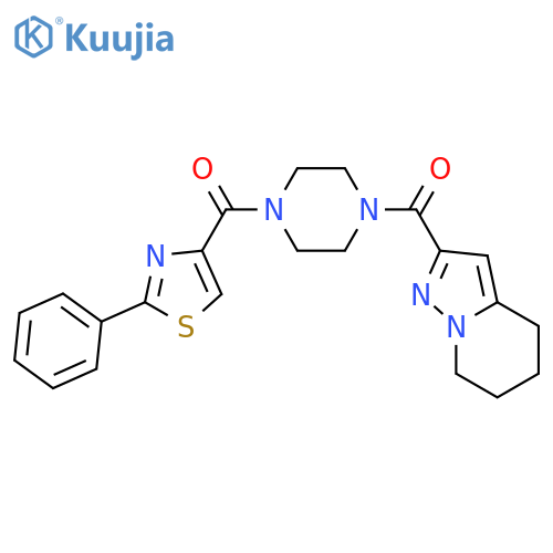 1-(2-phenyl-1,3-thiazole-4-carbonyl)-4-{4H,5H,6H,7H-pyrazolo[1,5-a]pyridine-2-carbonyl}piperazine structure
