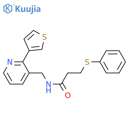 3-(phenylsulfanyl)-N-{[2-(thiophen-3-yl)pyridin-3-yl]methyl}propanamide structure