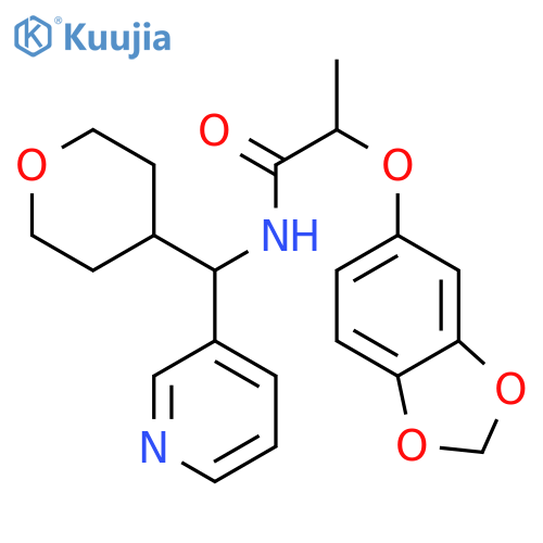 2-(2H-1,3-benzodioxol-5-yloxy)-N-(oxan-4-yl)(pyridin-3-yl)methylpropanamide structure