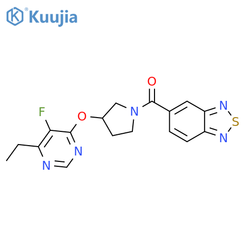 Benzo[c][1,2,5]thiadiazol-5-yl(3-((6-ethyl-5-fluoropyrimidin-4-yl)oxy)pyrrolidin-1-yl)methanone structure