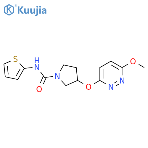 3-[(6-methoxypyridazin-3-yl)oxy]-N-(thiophen-2-yl)pyrrolidine-1-carboxamide structure