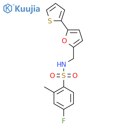 4-fluoro-2-methyl-N-{5-(thiophen-2-yl)furan-2-ylmethyl}benzene-1-sulfonamide structure