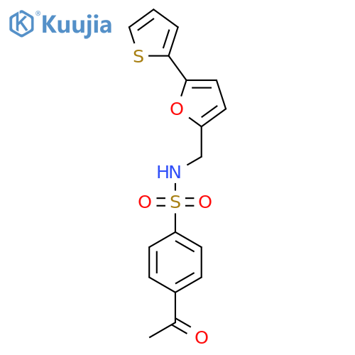 4-acetyl-N-{5-(thiophen-2-yl)furan-2-ylmethyl}benzene-1-sulfonamide structure