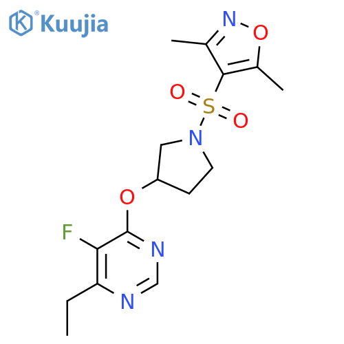 4-((3-((6-Ethyl-5-fluoropyrimidin-4-yl)oxy)pyrrolidin-1-yl)sulfonyl)-3,5-dimethylisoxazole structure