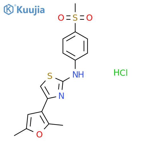 4-(2,5-dimethylfuran-3-yl)-N-(4-(methylsulfonyl)phenyl)thiazol-2-amine hydrochloride structure