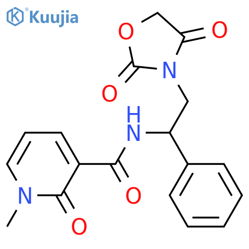 N-2-(2,4-dioxo-1,3-oxazolidin-3-yl)-1-phenylethyl-1-methyl-2-oxo-1,2-dihydropyridine-3-carboxamide structure