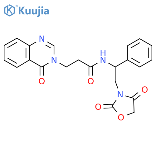 N-2-(2,4-dioxo-1,3-oxazolidin-3-yl)-1-phenylethyl-3-(4-oxo-3,4-dihydroquinazolin-3-yl)propanamide structure