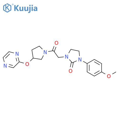 1-(4-methoxyphenyl)-3-{2-oxo-2-[3-(pyrazin-2-yloxy)pyrrolidin-1-yl]ethyl}imidazolidin-2-one structure