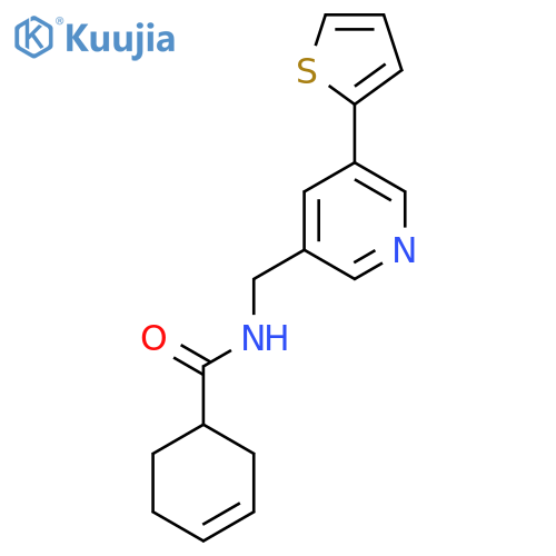 N-{5-(thiophen-2-yl)pyridin-3-ylmethyl}cyclohex-3-ene-1-carboxamide structure