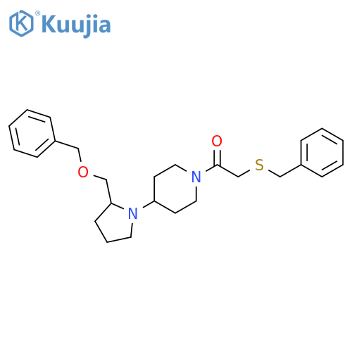1-(4-{2-[(benzyloxy)methyl]pyrrolidin-1-yl}piperidin-1-yl)-2-(benzylsulfanyl)ethan-1-one structure
