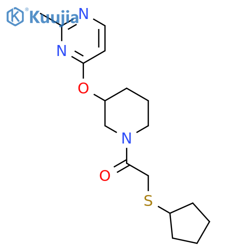 2-(cyclopentylsulfanyl)-1-{3-[(2-methylpyrimidin-4-yl)oxy]piperidin-1-yl}ethan-1-one structure