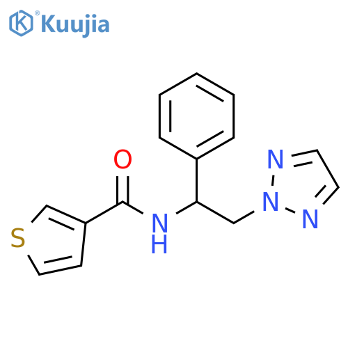 N-[1-phenyl-2-(2H-1,2,3-triazol-2-yl)ethyl]thiophene-3-carboxamide structure