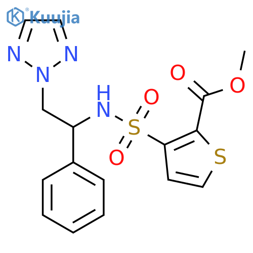 methyl 3-{1-phenyl-2-(2H-1,2,3-triazol-2-yl)ethylsulfamoyl}thiophene-2-carboxylate structure
