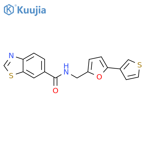 N-{5-(thiophen-3-yl)furan-2-ylmethyl}-1,3-benzothiazole-6-carboxamide structure