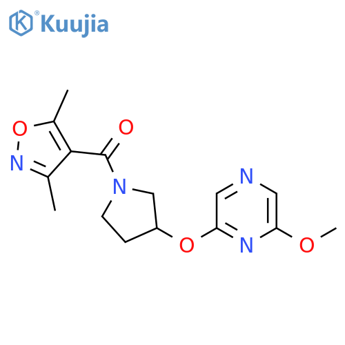 2-{[1-(3,5-dimethyl-1,2-oxazole-4-carbonyl)pyrrolidin-3-yl]oxy}-6-methoxypyrazine structure