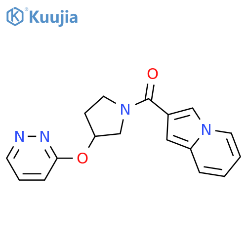 2-[3-(pyridazin-3-yloxy)pyrrolidine-1-carbonyl]indolizine structure