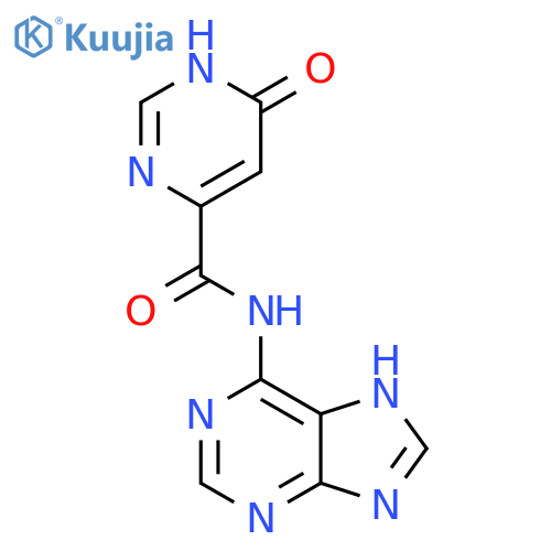 6-hydroxy-N-(9H-purin-6-yl)pyrimidine-4-carboxamide structure