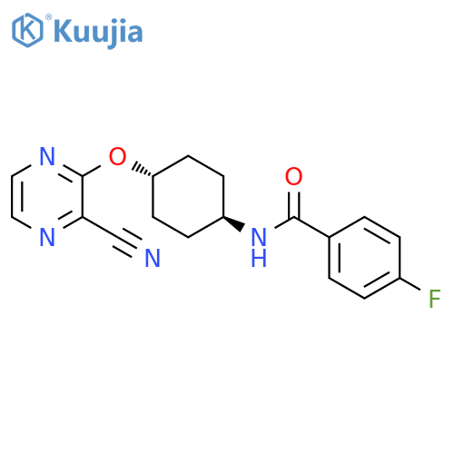 4-fluoro-N-[(1r,4r)-4-[(3-cyanopyrazin-2-yl)oxy]cyclohexyl]benzamide structure