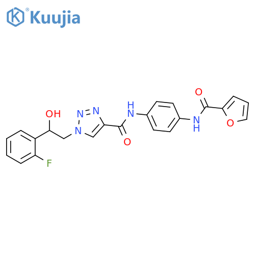 1-[2-(2-fluorophenyl)-2-hydroxyethyl]-N-[4-(furan-2-amido)phenyl]-1H-1,2,3-triazole-4-carboxamide structure
