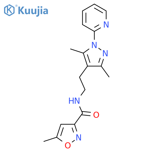 N-{2-[3,5-dimethyl-1-(pyridin-2-yl)-1H-pyrazol-4-yl]ethyl}-5-methyl-1,2-oxazole-3-carboxamide structure
