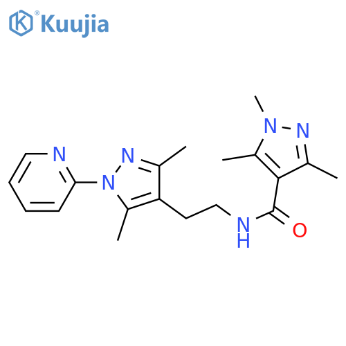 N-{2-[3,5-dimethyl-1-(pyridin-2-yl)-1H-pyrazol-4-yl]ethyl}-1,3,5-trimethyl-1H-pyrazole-4-carboxamide structure