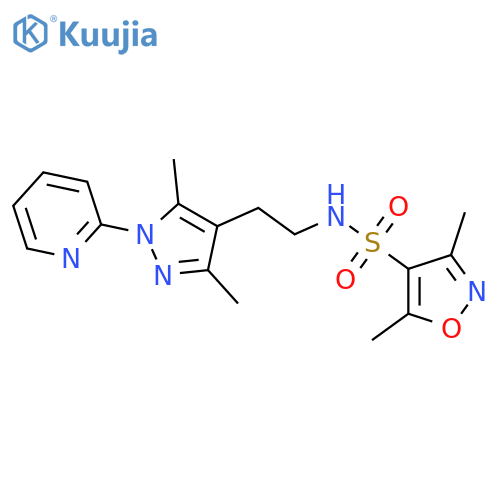 N-{2-[3,5-dimethyl-1-(pyridin-2-yl)-1H-pyrazol-4-yl]ethyl}-3,5-dimethyl-1,2-oxazole-4-sulfonamide structure