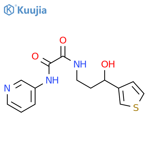 N-[3-hydroxy-3-(thiophen-3-yl)propyl]-N'-(pyridin-3-yl)ethanediamide structure