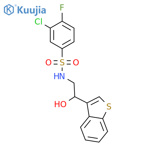 N-[2-(1-benzothiophen-3-yl)-2-hydroxyethyl]-3-chloro-4-fluorobenzene-1-sulfonamide structure