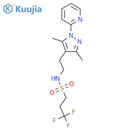 N-{2-[3,5-dimethyl-1-(pyridin-2-yl)-1H-pyrazol-4-yl]ethyl}-3,3,3-trifluoropropane-1-sulfonamide structure