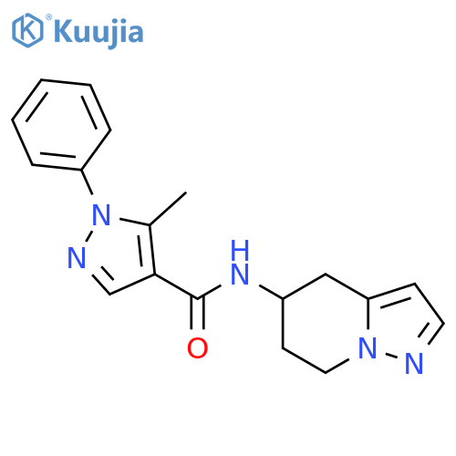 5-methyl-1-phenyl-N-{4H,5H,6H,7H-pyrazolo1,5-apyridin-5-yl}-1H-pyrazole-4-carboxamide structure