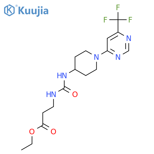 ethyl 3-({1-6-(trifluoromethyl)pyrimidin-4-ylpiperidin-4-yl}carbamoyl)aminopropanoate structure