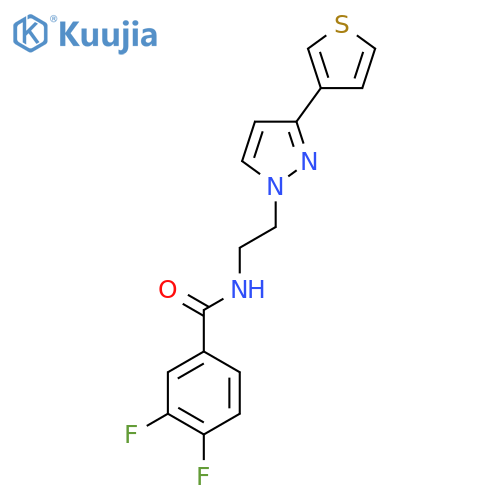 3,4-difluoro-N-{2-[3-(thiophen-3-yl)-1H-pyrazol-1-yl]ethyl}benzamide structure