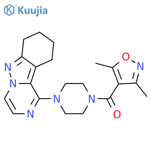 1-(3,5-dimethyl-1,2-oxazole-4-carbonyl)-4-{7H,8H,9H,10H-pyrazino[1,2-b]indazol-1-yl}piperazine structure
