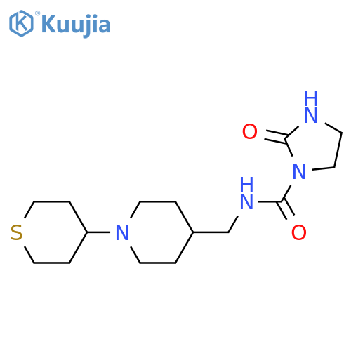 2-oxo-N-[[1-(thian-4-yl)piperidin-4-yl]methyl]imidazolidine-1-carboxamide structure