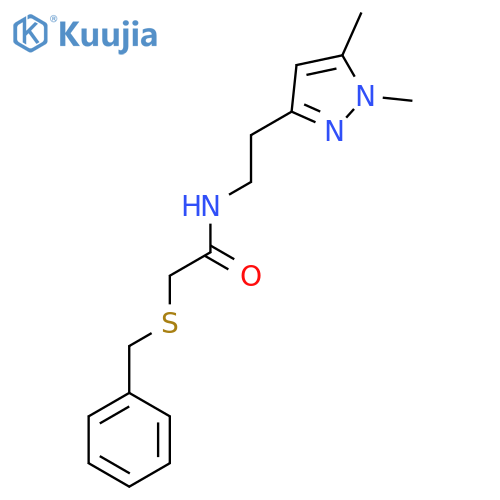 2-(benzylsulfanyl)-N-2-(1,5-dimethyl-1H-pyrazol-3-yl)ethylacetamide structure