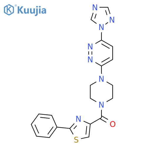 (4-(6-(1H-1,2,4-triazol-1-yl)pyridazin-3-yl)piperazin-1-yl)(2-phenylthiazol-4-yl)methanone structure