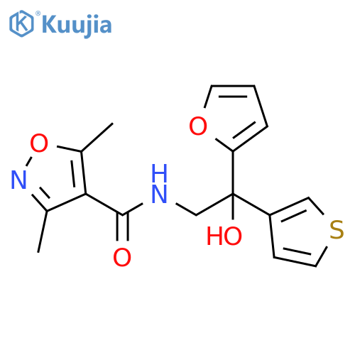 N-2-(furan-2-yl)-2-hydroxy-2-(thiophen-3-yl)ethyl-3,5-dimethyl-1,2-oxazole-4-carboxamide structure