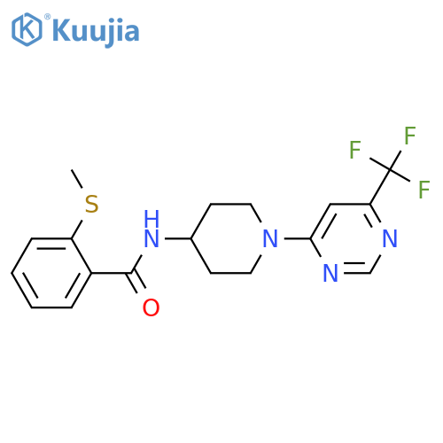 2-(methylsulfanyl)-N-{1-[6-(trifluoromethyl)pyrimidin-4-yl]piperidin-4-yl}benzamide structure