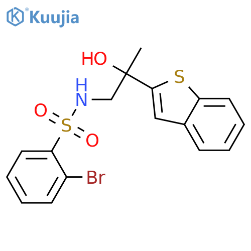 N-[2-(1-benzothiophen-2-yl)-2-hydroxypropyl]-2-bromobenzene-1-sulfonamide structure